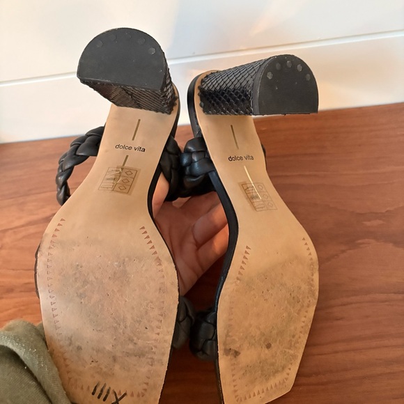 Dolce Vita Womens Paily Block Heels Stella Black Sandals Braided Leather 7 - 7.5 - Picture 9 of 10